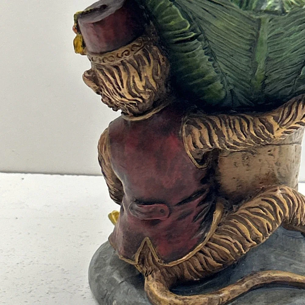 Pillar Candleholder Palm Tree & Monkey w/Fez & Vest Moroccan Style‎